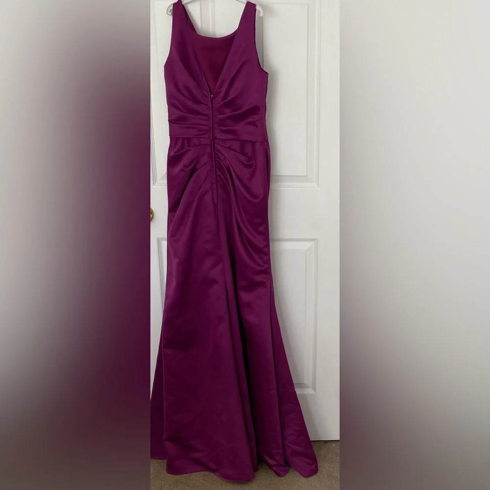 Dark purple long satin dress, for wedding guest or bridesmaids. never worn - Picture 2 of 2